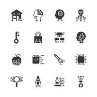 Artificial Intelligence  Machine Learning flat glyph icons collection. for web design symbols and infographic elements.vector design vector