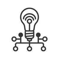 Light bulb AI Automation line icon vector