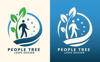 People tree concept nature leaf objects vector logo design template