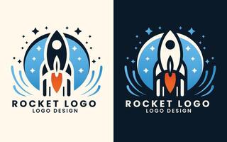 astronave cohete lanzadera astronauta concepto vector logo diseño modelo