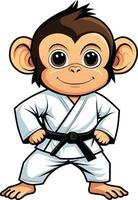 Monkey Martial Arts Karate Character vector