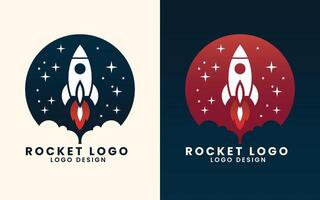 Spaceship rocket shuttle astronaut concept vector logo design template