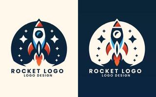 astronave cohete lanzadera astronauta concepto vector logo diseño modelo