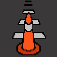 Orange cone illustration with zebra cross traffic line.  The vector is suitable to use for traffic pixel art and safety sign.