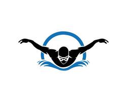 Sport swimming logo design concept vector template.