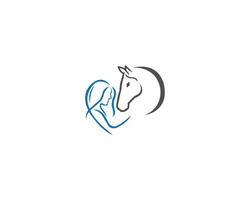 dama y cabeza caballo vector logo diseño modelo.