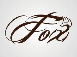 Typography Fox 3d Logo design vector