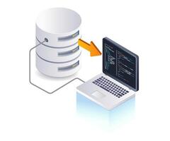 Web developer program language database, flat isometric 3d illustration vector