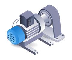 Water pump dynamo engine system isometric 3d illustration vector