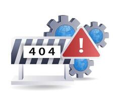 Warning sign error code 404, flat isometric 3d illustration vector