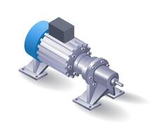 Water pump dynamo system flat isometric 3d illustration vector