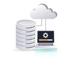 Upgrade maintenance cloud server, flat isometric 3d illustration vector