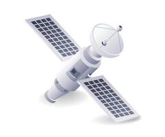 Space information satellite technology concept, flat isometric 3d illustration vector