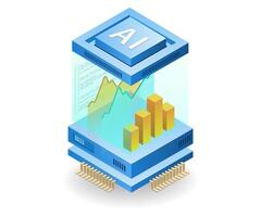 Systems analyst artificial intelligence concept, flat isometric 3d illustration vector