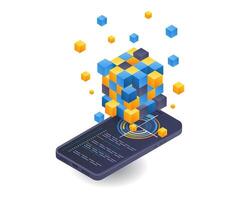 teléfono inteligente tecnología blockchain negocio análisis controlar vector