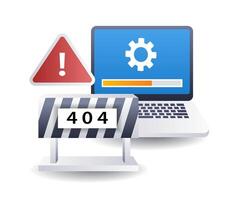 Process of loading repair error code 404, flat isometric 3d illustration vector