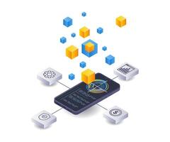 Smartphone management blockchain network control technology vector