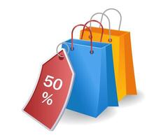 Shopping hunting for discounts flat isometric 3d illustration vector