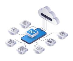 teléfono inteligente tecnología erp sistema negocio vector