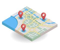 Map application looking for location, flat isometric 3d illustration vector