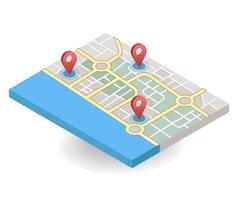 Map application looking for location, flat isometric 3d illustration vector