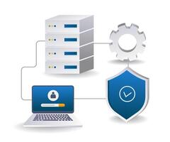 Personal server data security network flat isometric 3d illustration vector