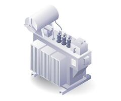 grande transformador eléctrico distribución isométrica 3d ilustración vector