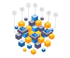 Internet business blockchain technology network vector