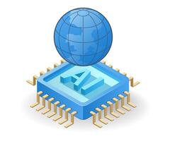 Internet artificial intelligence world flat isometric 3d illustration vector