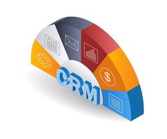 infografía crm negocio sistema plano isométrica 3d ilustración vector