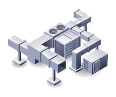 industrial hvac conducto sistema plano isométrica 3d ilustración vector