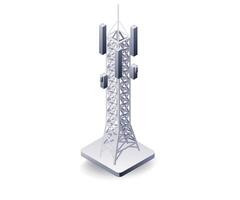 Information technology network tower concept, flat isometric 3d illustration vector