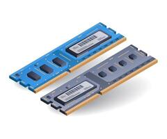 High speed computer ram memory flat isometric 3d illustration vector