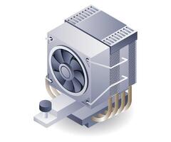 High speed computer processor flat isometric 3d illustration vector