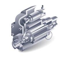 profundo cortar de motor dinamo plano isométrica 3d ilustración vector