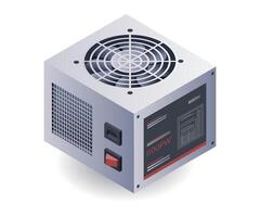 high speed computer power supply flat isometric 3d illustration vector