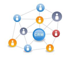 CRM strategy system network business development flat isometric 3d illustration vector