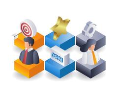 crm estrategia sistema negocio desarrollo plano isométrica 3d ilustración vector