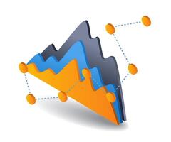 negocio grafico análisis datos símbolo, plano isométrica 3d ilustración vector