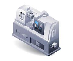 automático cnc torno máquina, plano isométrica 3d ilustración vector