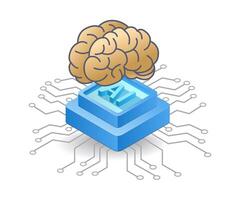 Artificial intelligence network management concept flat isometric 3d illustration vector