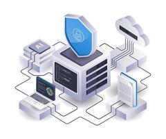 artificial inteligencia tecnología servidor seguridad red administración vector
