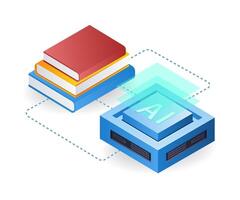 Artificial intelligence data for education flat isometric 3d illustration vector