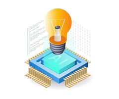 Artificial intelligence idea reference, flat isometric 3d illustration vector