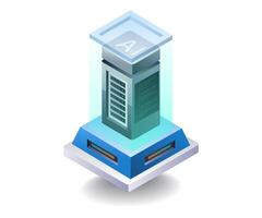 Artificial intelligence technology data server concept, flat isometric 3d illustration vector