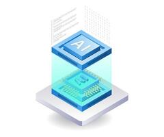 Artificial intelligence developer programmer, flat isometric 3d illustration vector