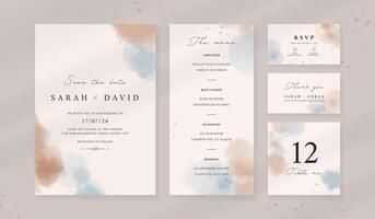 Abstract watercolor wedding invitation template. set of wedding stationery. luxury card and poster background. vector