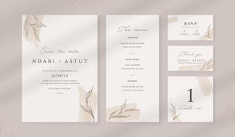 Abstract watercolor wedding invitation template. set of wedding stationery. luxury card and poster background. vector