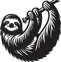 Sloth, Black and White Vector illustration