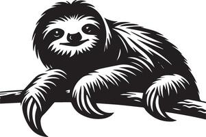 Sloth, Black and White Vector illustration